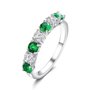 GRA Certified Green & White Moissanite Ring in 18k/Sterling Silver Sz 8 & 9!